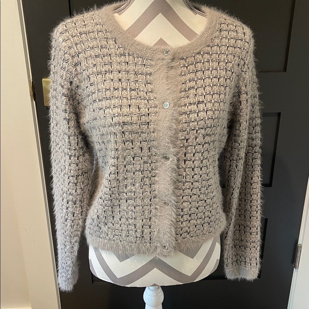 Calvin Klein Women's Button Front Knit Fuzzy Cardigan Size M - Picture 3 of 7